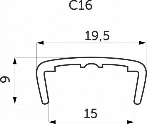 Профиль кромочный ПВХ C-16 пепел (B07) однотонный POLKEMIC (2,6м)_2