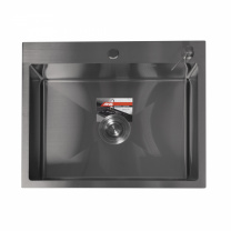 Мойка н/сталь, прямоугольная одночашевая, 600*500мм, графит, PVD покрытие, врезн на столешницу, AKS (3,2мм) фотография