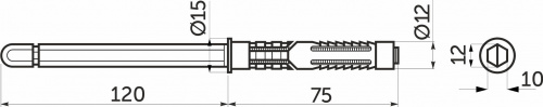 Полкодержатель мет. врезной 12*120 AKS_2