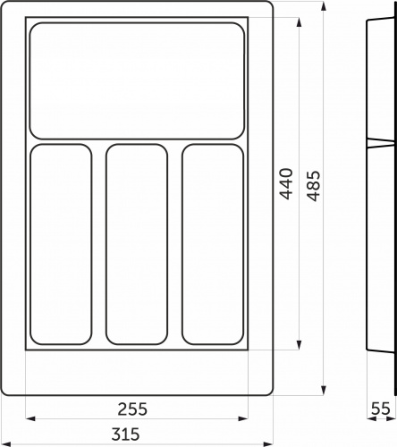 Лоток для столовых приборов 400 PIXEL 315*485, черный AKS_3