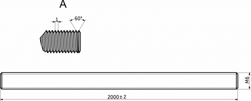 Шпилька M6*2000 AKS_2