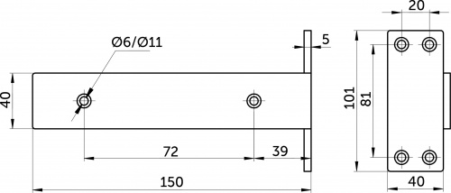 Полкодержатель мет. MAST 150*100*40*5 черный AKS_2