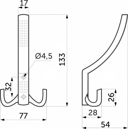 Крючок меб. трехрожковый мет. WP11 хром матовый GRIDLI_2