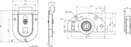 Комплект FAST для 1 раздвижной двери AKS 50 кг (ролики верх и низ, саморезы)_2