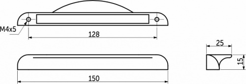 Ручка меб. скоба мет. METAX 128, брашированное золото, AKS_2
