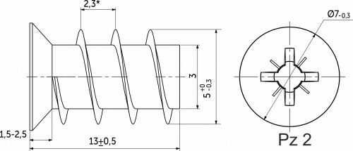 Шуруп EURO ES 5,0*13 (уп/1тыс.шт) AKS_2