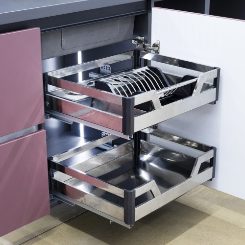 Выдвижная корзина-сушка 800 PRIME LINE 2 ур. нерж.сталь, инокс AKS_3