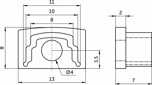 Заглушка к алюминиевому профилю SIRIUS-1407S, цвет белый, AKS_2