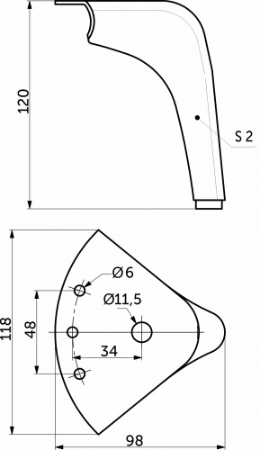 Опора меб. мет. OLYMPIA h120 угловая матовый хром AKS_2