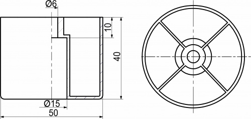 Опора меб. пласт. d50 h40 чёрный РП_2