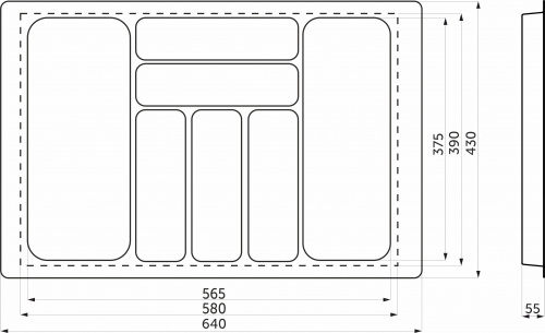 Лоток для столовых приборов 700 BASIC 640*430, белый AKS_2