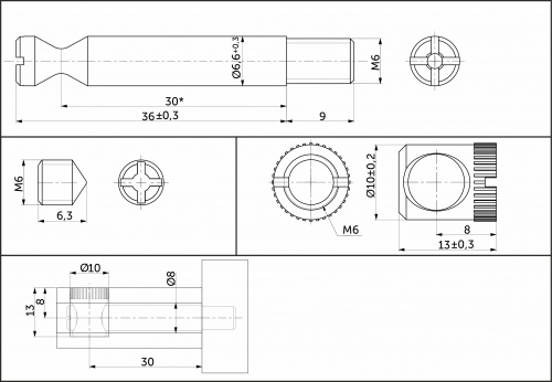 Коническая стяжка D10 для плит от 16мм со штоком 7*30/M6*9 (уп/ 10 компл) AKS_2