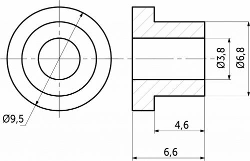 Втулка под ручку для стеклянной двери (грибок) d7*4,5 пластик бесцветная (уп/2тыс.шт) РП_2