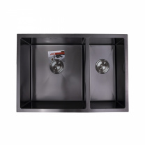 Мойка н/сталь, прямоугольная двухчашевая, 750*510мм, черный, универсальная, AKS (3,2мм)