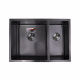 Мойка н/сталь, прямоугольная двухчашевая, 750*510мм, черный, универсальная, AKS (3,2мм)_preview_1