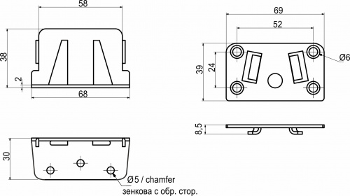 Кроватное крепление (зацеп) центральный (уп/200компл), AKS_2