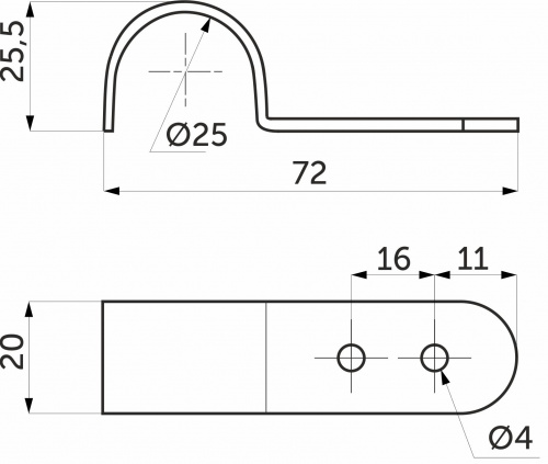 Крепление панели к трубе d25, (520) горизонтальное, хром РФ_2
