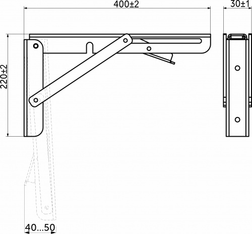 Полкодержатель складной 400 белый AKS (Модель 1)_2