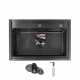 Мойка н/сталь, прямоугольная одночашевая, 700*460мм, глянец черный, врезн на/вровень столешнице, AKS (3,2мм)_preview_1