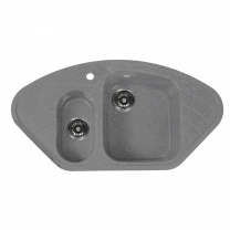 Мойка каменная, угловая двухчашевая, S-31, 945*500мм, темно-серый, врезная, Sim Gran 