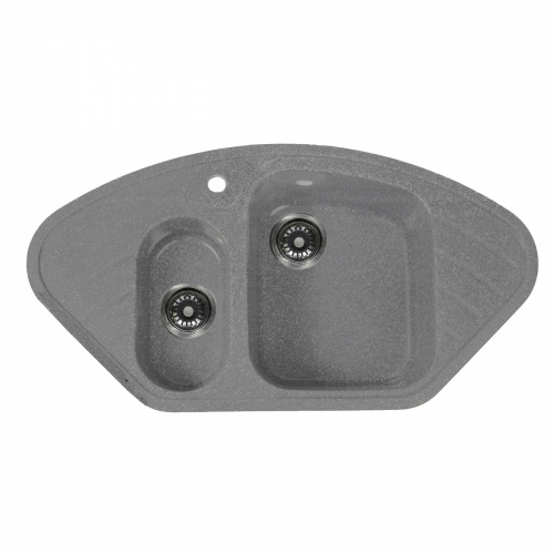 Мойка каменная, угловая двухчашевая, S-31, 945*500мм, темно-серый, врезная, Sim Gran _1