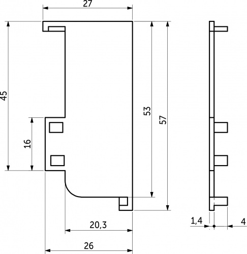 Комплект заглушек металлич. внутр. к профилю Gola, L-образных (левая+правая) серебро 3 AKS_2