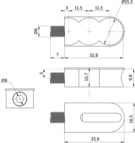Стяжка Genifix с винтом М6,0*8, белая (уп/ 100 шт) AKS_2