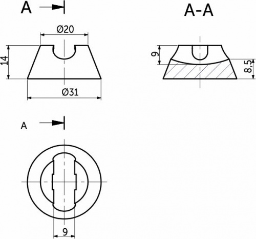 Подпятник FLASH, черный AKS_2