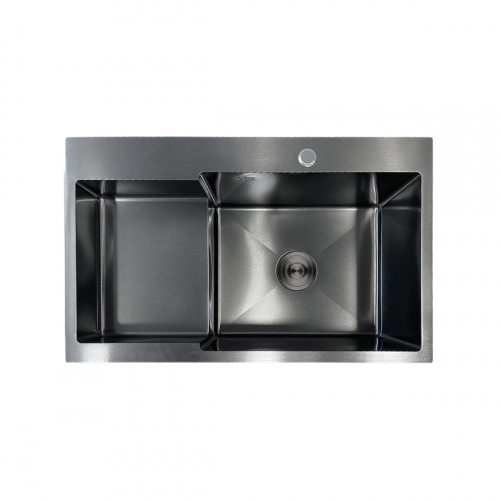 Мойка н/сталь, прямоугольная одночашевая, 780*480мм, графит, мойка справа, врезн на/вровень столешнице, AKS (3,2мм)_1