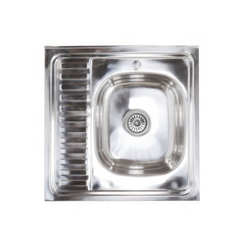 Мойка н/сталь, квадратная одночашевая, 600*600мм, полир хром, мойка справа, накладная, AKS (0,6мм)_1