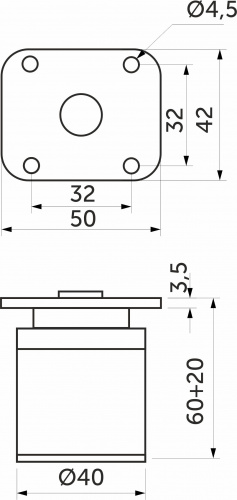 Опора меб. алюм. DAP-77 h60 с регул. алюминий AKS_2
