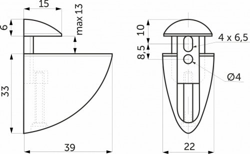 Полкодержатель PELIKAN мини хром AKS_2