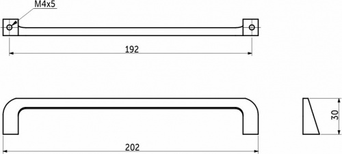 Ручка меб. скоба мет. SAMBA 192 шлифованная сталь, AKS_2