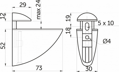 Полкодержатель PELIKAN средний мат. хром AKS_2