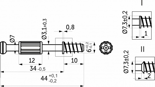 Шток эксцентрика 7*34/6*11 с пластиковой красной муфтой (уп/1тыс.шт) AKS_2