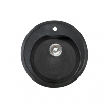 Мойка каменная, круглая одночашевая, 500*500мм, черный, врезная, Granfest