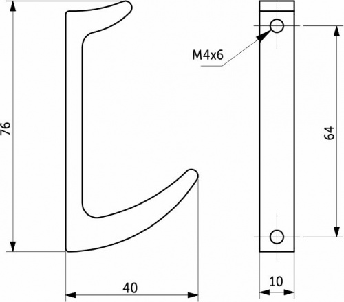 Крючок меб. однорожковый мет. AK026 черный РФ_2
