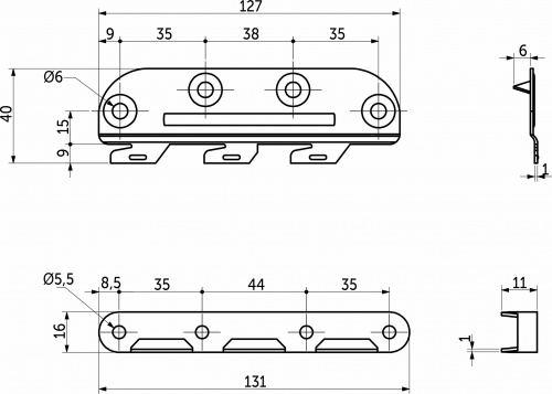 Кроватная стяжка крючковая правая (планка+зацеп) (l) (уп/ 250 компл) AKS_2