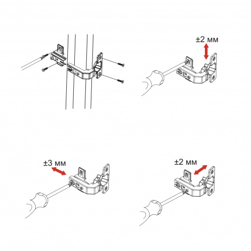 Петля под фальшпанель 90° с доводчиком 45мм h6 несъемная планка AKS (еврошурупы) короткое плечо_5