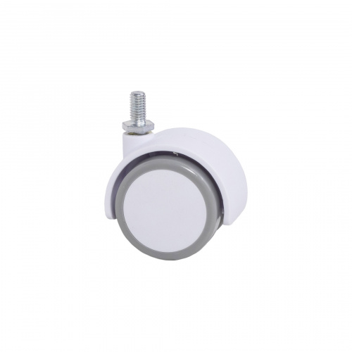 Колесо меб. пласт. FURNI d50 с винтом M8, белый/серый AKS_3