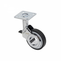 Колесо меб. GALAXY d60 h94 с площадкой с торм., хром/черный AKS фотография