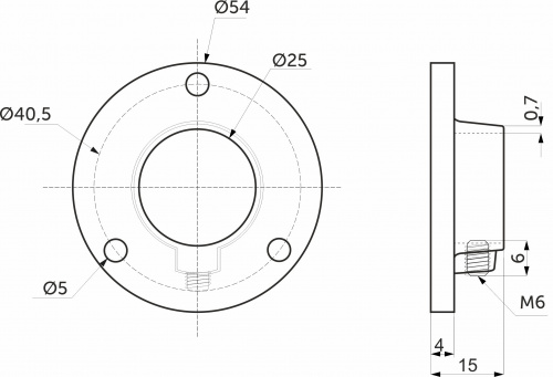 Крепление (розетка) трубы d25 (510) сталь, хром AKS_2