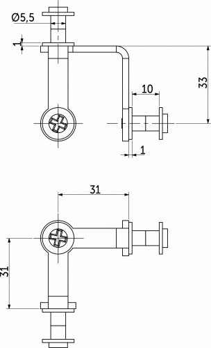 Крепление стеклянного куба мет. тройное AKS_2