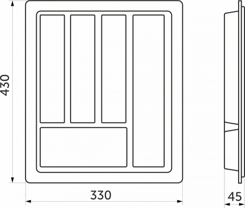 Лоток для столовых приборов 400 STANDARТ (330*430), металлик РП_2