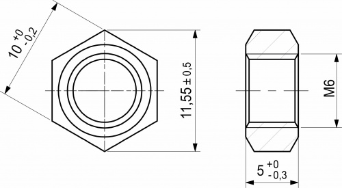 Гайка шестигранная М6 белый цинк (1кг=490шт) AKS_2