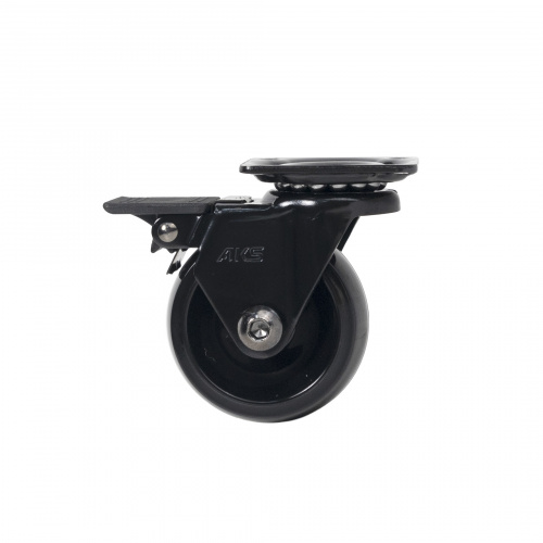 Колесо меб. ORION d50 h64 с площадкой с торм., черный AKS_3