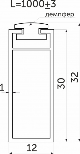 Штанга гардеробная прямоуг. FAME L-1000 с демпфером, черный браш AKS_2