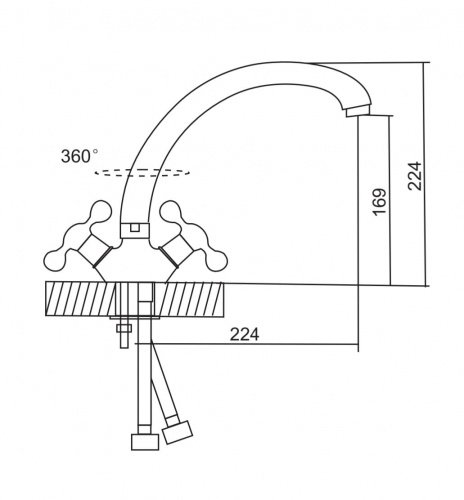 Смеситель для кухни высокий, латунь, GS-008, черный мат, Gamma Stone_2