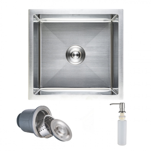 Мойка н/сталь, прямоугольная одночашевая, 520*450мм, сатин, универсальная AKS (3,2мм)_1