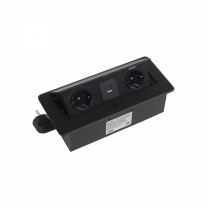Выдвижной удлинитель Nova USB, 2 розетки, USB A + USB C, черный, AKS фотография